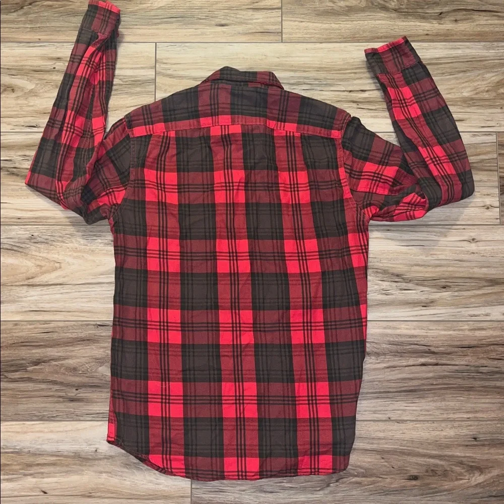 J.Crew Slim Fit Plaid Flannel Shirt Men’s Small Red Black 100% Cotton